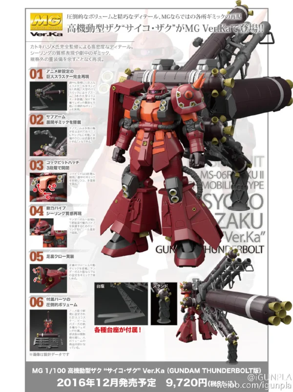 MG 1/100 Zaku II High Mobility Type Psycho Zaku Ver. Ka (Gundam Thunderbolt) - Image 4